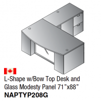 AOSP L-Shape w/Bow Top Desk and Modesty Panel 71x88